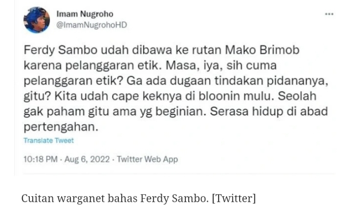 Nama Ferdy Sambo Jadi Trending topic di twitter