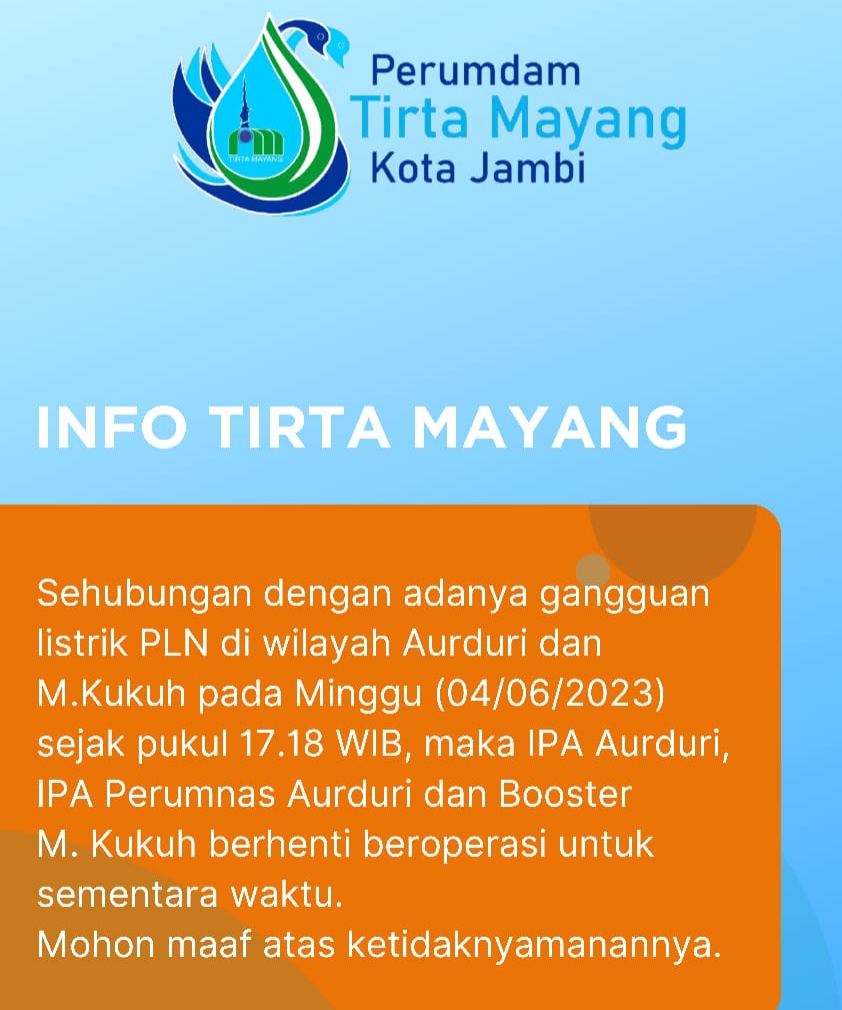 Info Perumda Tirta Mayang Kota Jambi