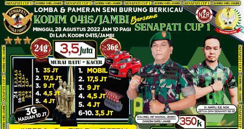 Kodim 0415/Jambi Gelar Lomba Seni Burung Berkicau Berhadiah Mobil