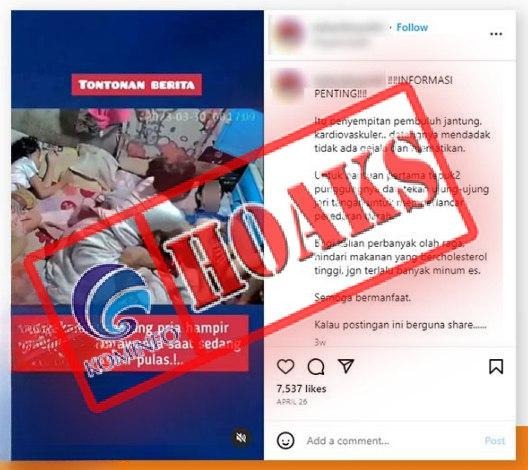 Informasi Pertolongan Pertama Serangan Jantung Dengan Menekan Jari Tangan Dan Tepuk Punggung Adalah Hoax