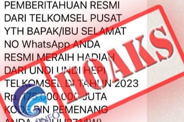 HOAKS Pesan WA Hadiah Undi-Undi Hepi Senilai Rp175 Juta Mengatasnamakan Telkomsel