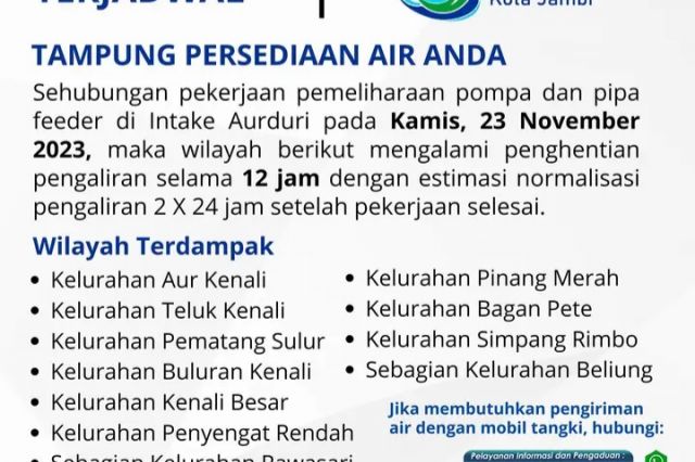 INFO PDAM Tirta Mayang: Himbauan Menampung Persediaan Air