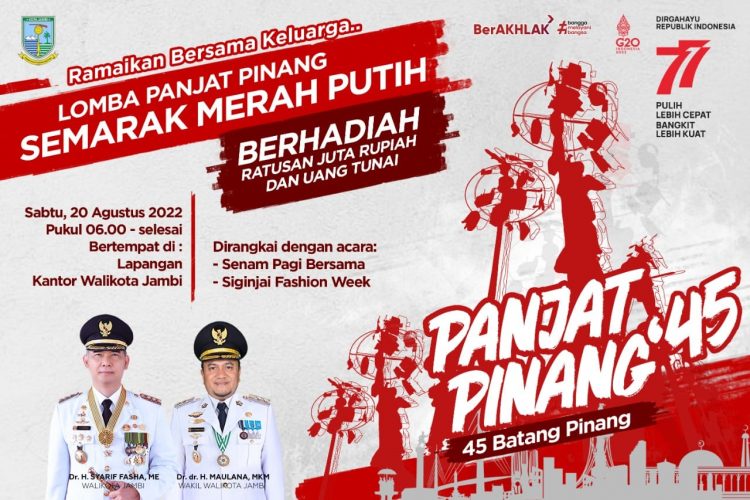 Semarak HUT ke-77 RI Pemkot Jambi Sediakan 45 Batang Pohon Pinang