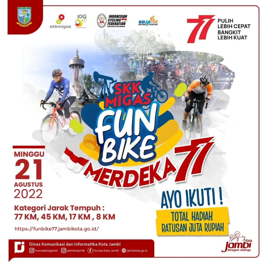 Pemkot Jambi Bersama SKK Migas Gelar Event Gowes Fun Bike Merdeka 77 